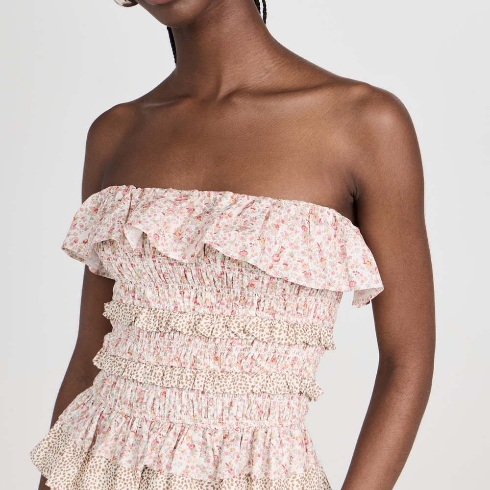 English Factory‎ Floral Smocked Sleeveless Top Large - Picture 5 of 7